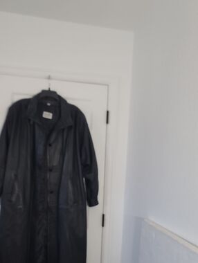 Black Women’s Long Leather Coat - Timeless Oversized Trench